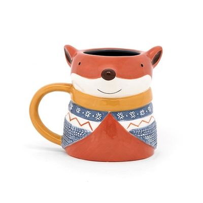 quality Wholesale 3D Animal Orange Squirrel Shaped Ceramic Milk Mugs Porcelain Christmas Gift With Handpainting factory